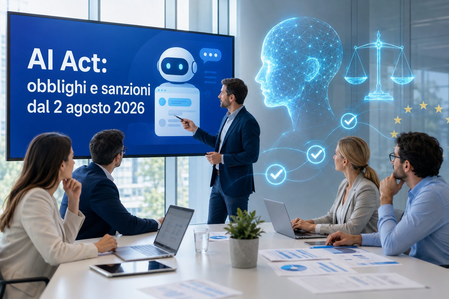 AI Act, si parte davvero: dal 2 agosto 2026 trasparenza obbligatoria e sanzioni. Cosa devono fare le PMI