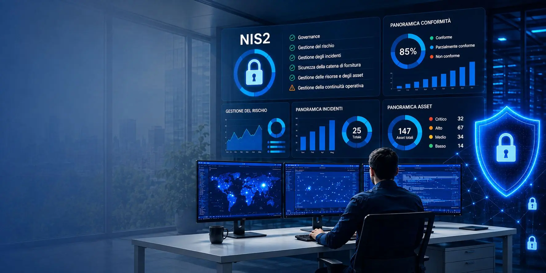 Proteggiamo il tuo business. Ti guidiamo nella compliance. Siamo al tuo fianco per la NIS2.